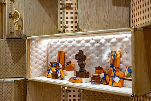 SINGAPORE - MAY 10, 2024: Interior of Louis Vuitton fashion house at Marina Bay Sands shopping mall in Singapore
