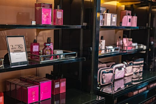 SINGAPORE - MAY 11, 2024: Interior of Victoria's Secret store, an American designer, manufacturer, and marketer of women's lingerie, womenswear, and beauty products