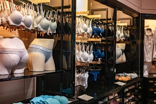 SINGAPORE - MAY 11, 2024: Interior of Victoria's Secret store, an American designer, manufacturer, and marketer of women's lingerie, womenswear, and beauty products