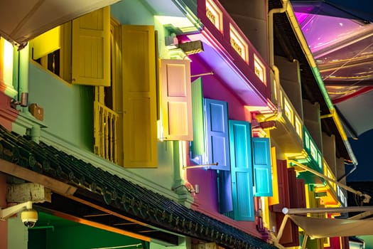 SINGAPORE - MAY 12, 2024: Clarke Quay after sunset, popular nightlife district of Singapore