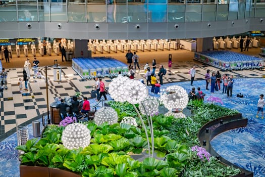 SINGAPORE - MAY 13, 2024: Interior of Changi Airport in Singapore