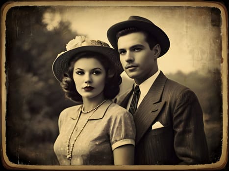 Old photograph of the vintage couple