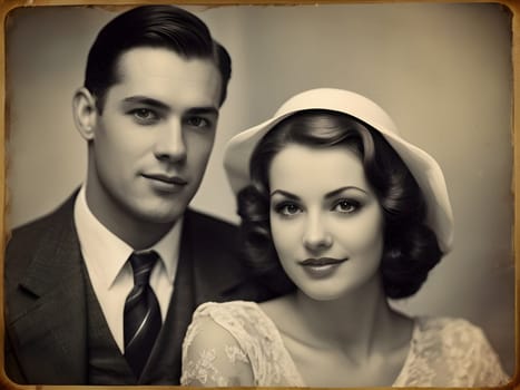 Old photograph of the vintage couple
