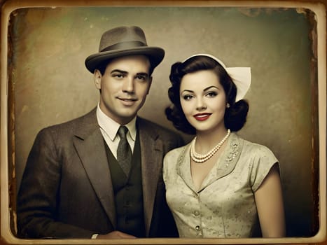 Old photograph of the vintage couple