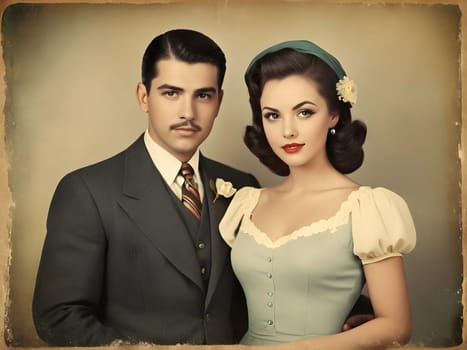 Old photograph of the vintage couple