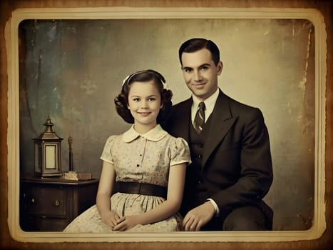 Retro vintage family on the photo