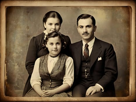 Retro vintage family on the photo