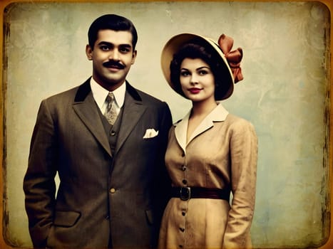 Old photograph of the vintage couple
