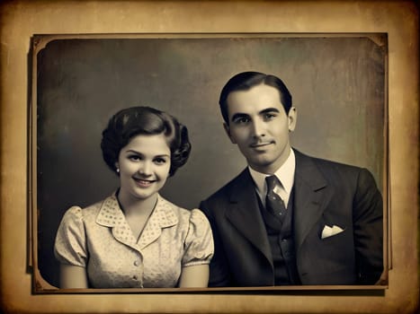 Retro vintage family on the photo
