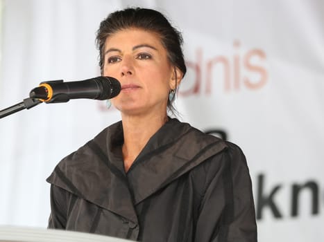 Sahra Wagenknecht (BSW) bei Wahlkampfveranstaltung vom Bündnis Sahra Wagenknecht in Magdeburg am 05.06.2024