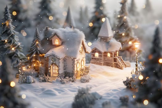 Cozy Christmas scene on a soft transparent white surface, perfect for festive illustrations