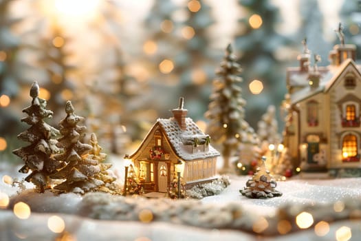 Cozy Christmas scene on a soft transparent white backdrop, perfect for holiday cards