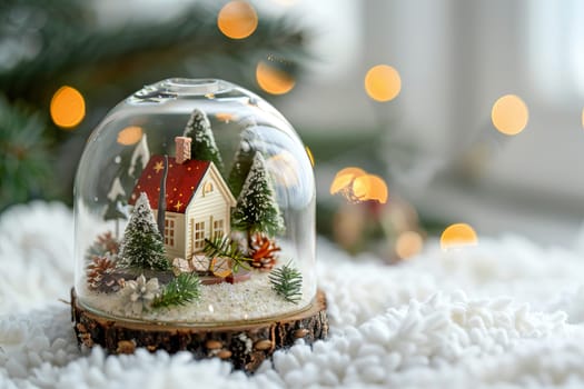 Cozy Christmas scene on a soft transparent white surface, ideal for seasonal compositions