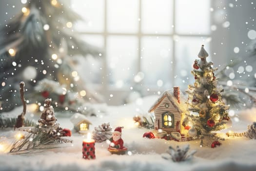 Cozy Christmas scene on a soft transparent white surface, perfect for seasonal graphics