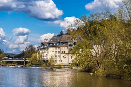 View from old Lahn Stone Bridge to Hausertorwerk - The Leitz company's first production facilities