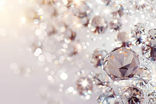 Dazzling diamond-like sparkles sparkling against a transparent white backdrop, adding a touch of luxury and allure