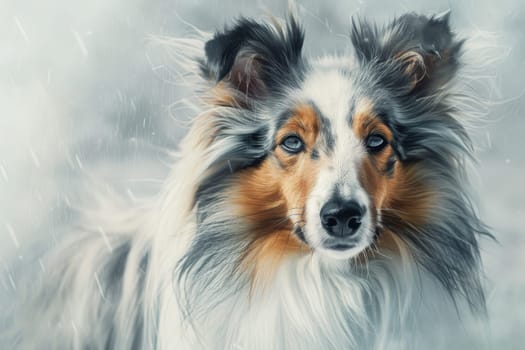 Curious Shetland Sheepdog with flowing mane and intelligent eyes, adding charm to any composition