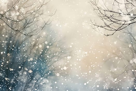 Delicate snowfall against a soft transparent white canvas, evoking tranquil scenes