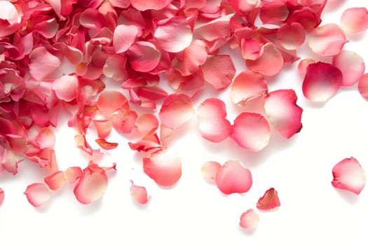 Delicate rose petals on a soft transparent white background, adding a touch of romance