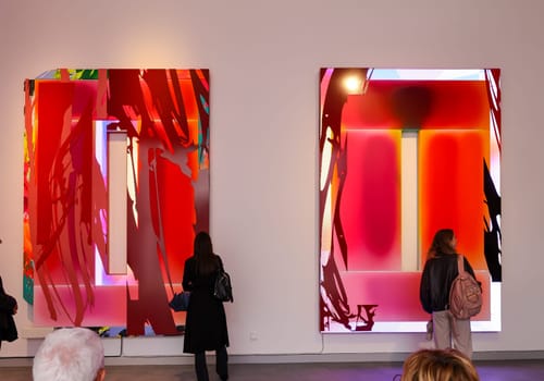 Venice, Italy - May 7 2024: Foreigners Everywhere 60th Venice Art Biennale in Venice. Techno Zen designed by Márton Nemes at Hungarian Pavillon. Multisensory installation with audio, visual and interactive components