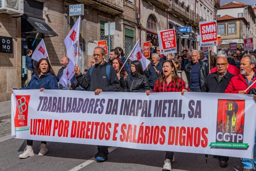Porto, Portugal: May 1, 2024: Celebration and Protest of the May 1in Portugal, Labour Day, in Porto, Portugal