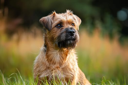 Loyal Border Terrier with wiry coat and playful demeanor, perfect for family-themed designs