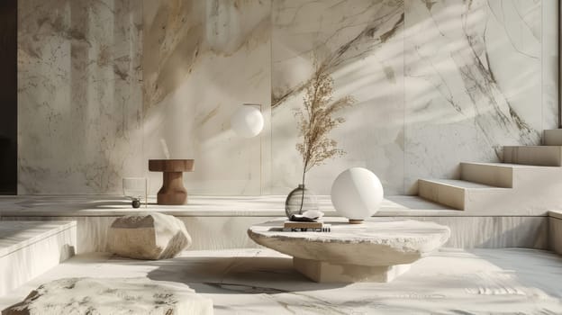 Neutral marble surface with transparency, perfect for creating a sense of calm and balance