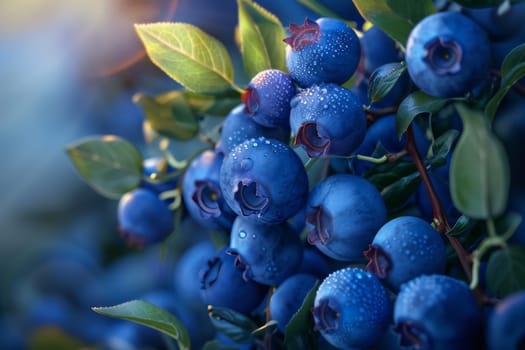 Plump blueberries with rich indigo color and powdery bloom, perfect for antioxidant-themed projects