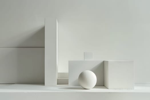 Minimalist geometric forms against a clean white surface, evoking simplicity