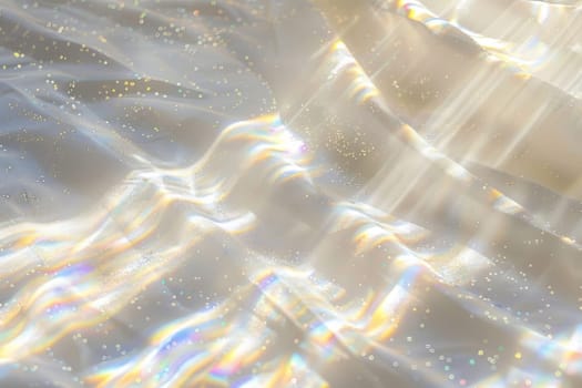 Radiant sunlight rays shining down on a soft transparent white surface, symbolizing warmth and vitality