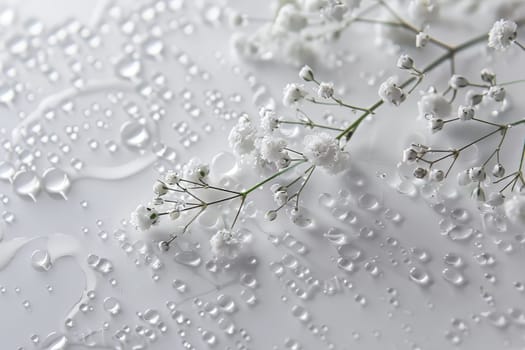Rainy weather with droplets on a transparent white surface, perfect for serene compositions