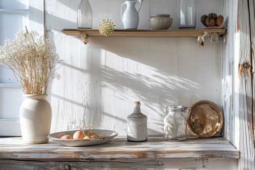 Rustic farmhouse kitchen decor against a soft transparent white backdrop, perfect for cozy gatherings