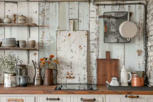 Rustic farmhouse wall decor on a transparent white canvas, adding rustic charm to interiors