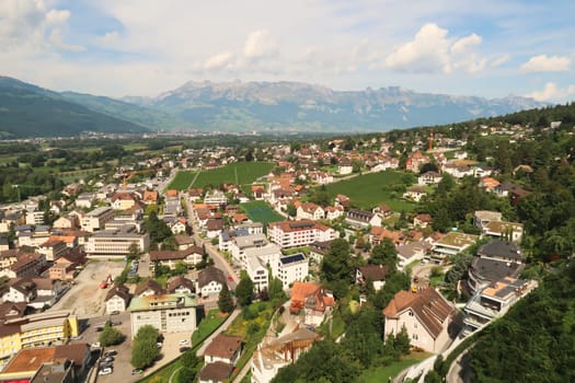 On the way to the Vaduz Castle, Schloss Vaduz, view over Vaduz, the capital of Liechtenstein 2022
