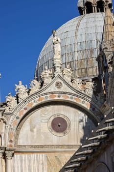 The northern facade of St. Mark's Basilica in Venice. Italy