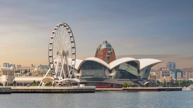 A view of the Baku Eye Ferris wheel located near Deniz Mall in Baku, Azerbaijan