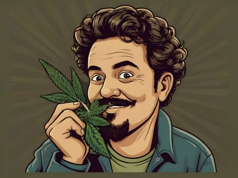 Cartoon man with the marihuana weed