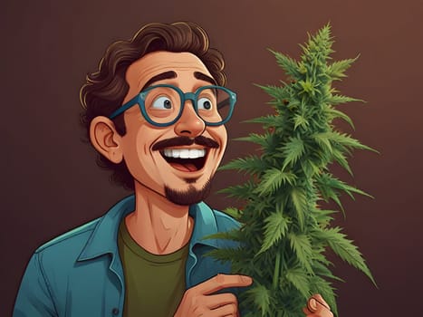 Cartoon man with the marihuana weed