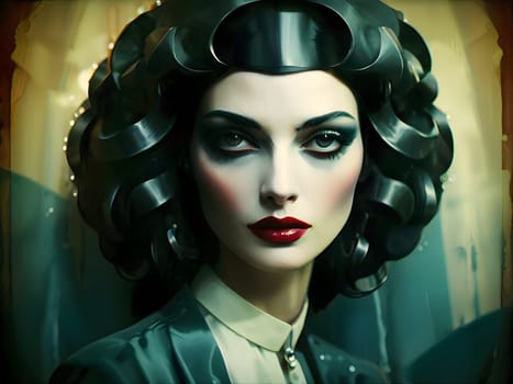 Fashion woman in vintage retro style