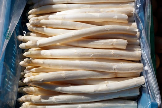 Fresh asparagus on a market stall, Germany