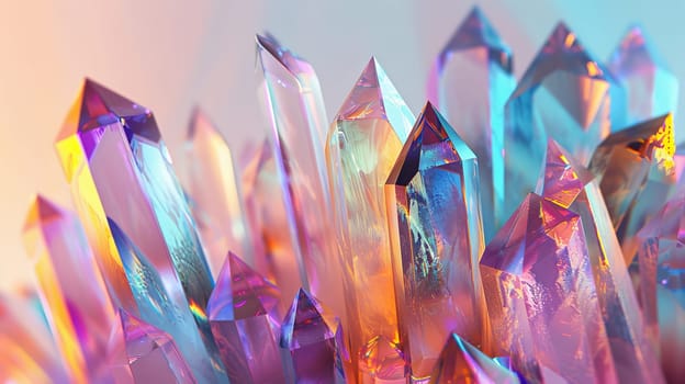 Surreal abstract crystals with a dreamlike quality, as if plucked from a fantastical realm on white