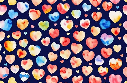watercolour style, watercolor, seamless, heart, hearts, design, prints, wallpaper, texture, generative ai, generative, ai