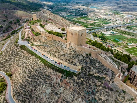 Panoramic view castle of the city of Lorca in the province of Murcia Spain. Alphonsine Tower