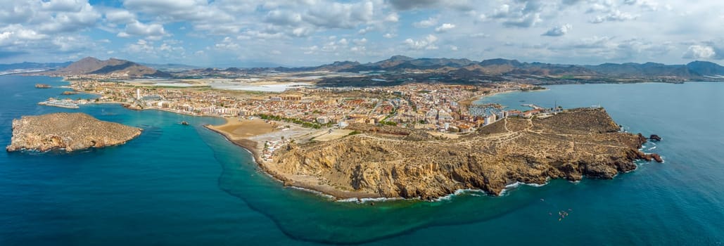 Panoramic aerial view of Mazarron Puerto, province of Murcia. Spain