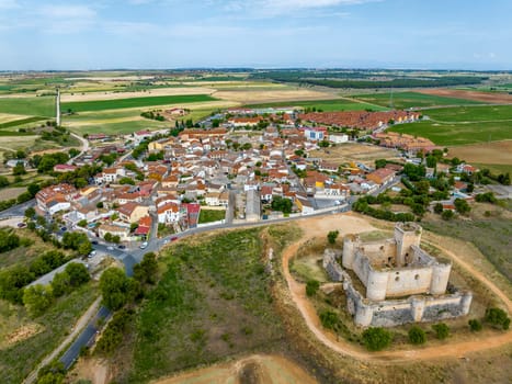 Panoramic aerial view of Pioz in the province of Guadalajara, Spain