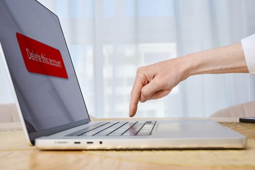 Concept of erasing digital footprint on Internet. Deleting account in social network.