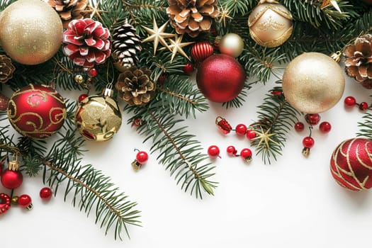 Traditional Christmas decorations on a transparent white canvas, perfect for festive designs
