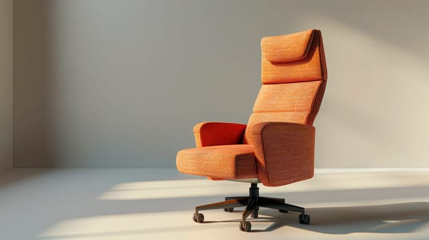 An office chair in the empty minimalist room. Business interior background. AI generated