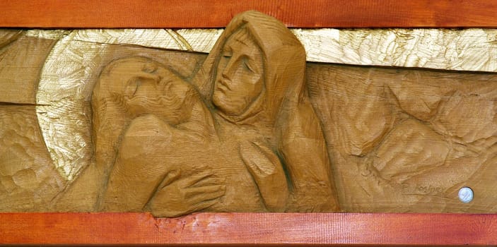 13th Stations of the Cross,Jesus' body is removed from the cross, chapel in the Convent of the Franciscan Sisters of the Immaculate Conception in Zagreb, Croatia