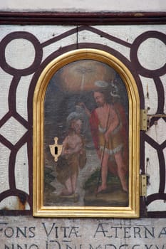 Baptism of the Lord, baptistery in the parish church Saint Sylvester Pope in Kanfanar, Croatia